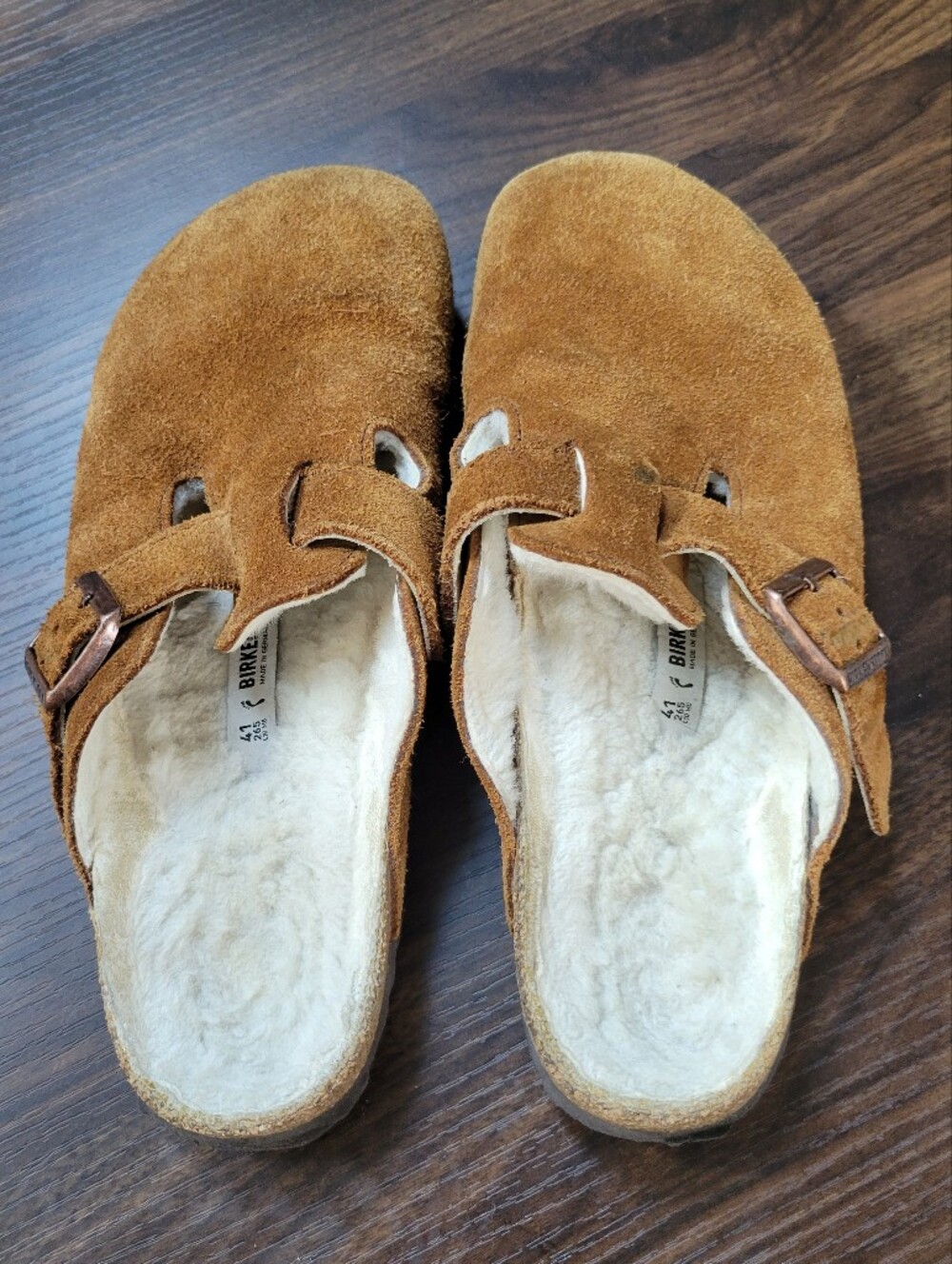 Birkenstock Shearling Seude Boston Clog Women Size 41 Comfort Relaxed Slip On